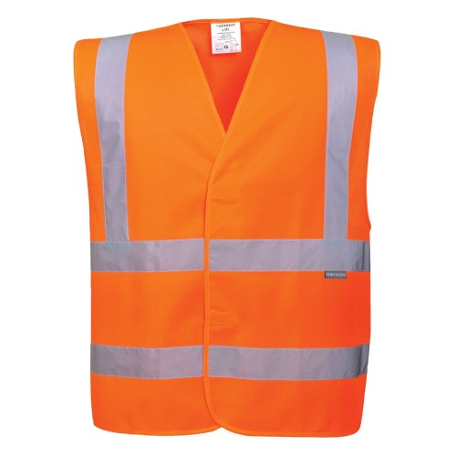 Kamizelka ostrzegawcza z taśmami pionowymi i poziomymi Orange