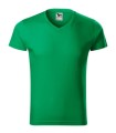 Slim Fit V-neck 146 Koszulka męska zieleń trawy