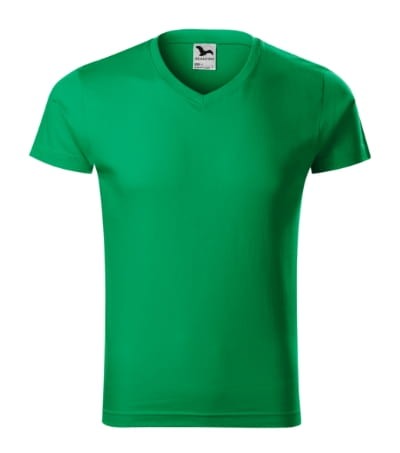Slim Fit V-neck 146 Koszulka męska zieleń trawy