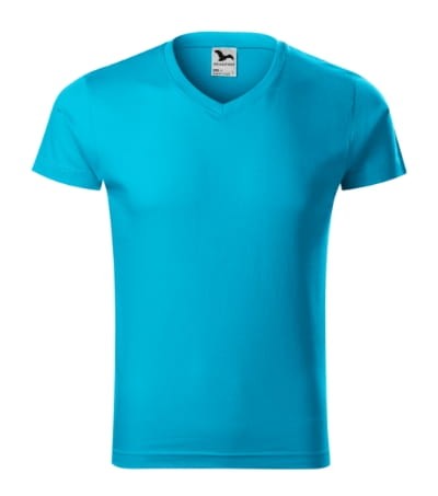 Slim Fit V-neck 146 Koszulka męska turkus