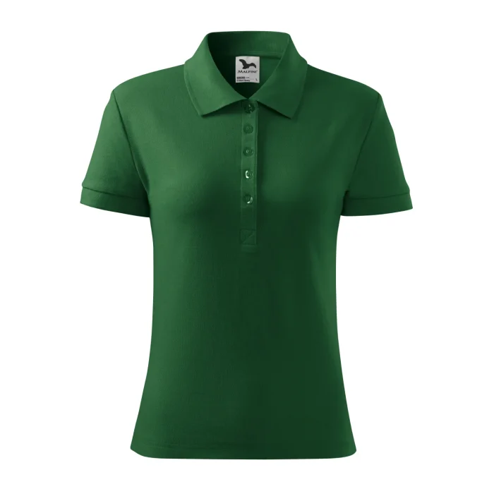 Koszulka polo damska Malfini Cotton Heavy 216 zieleń butelkowa - obrazek 2