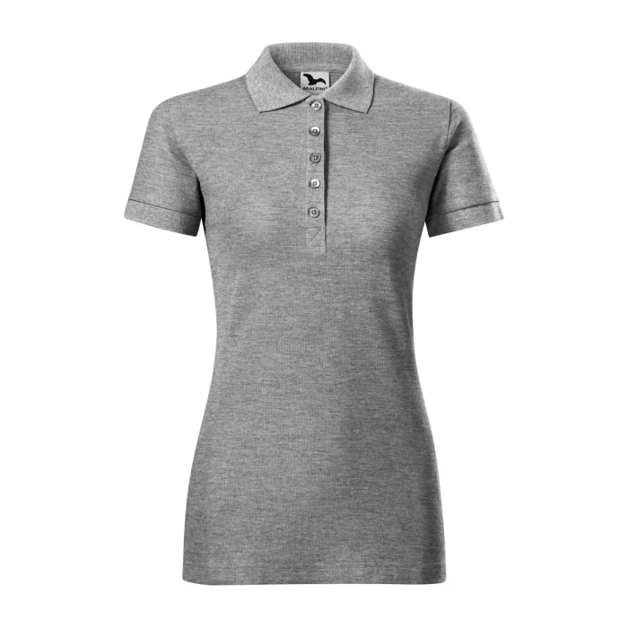 Koszulka polo damska Malfini Cotton Heavy 216 ciemnoszary melanż - obrazek 2