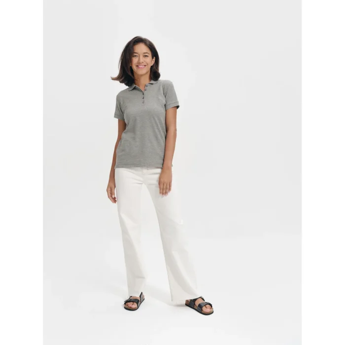 Koszulka polo damska Malfini Cotton Heavy 216 ciemnoszary melanż - obrazek 5