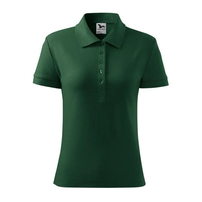 Koszulka polo damska Malfini Cotton Heavy 216 ciemnozielona - obrazek 2