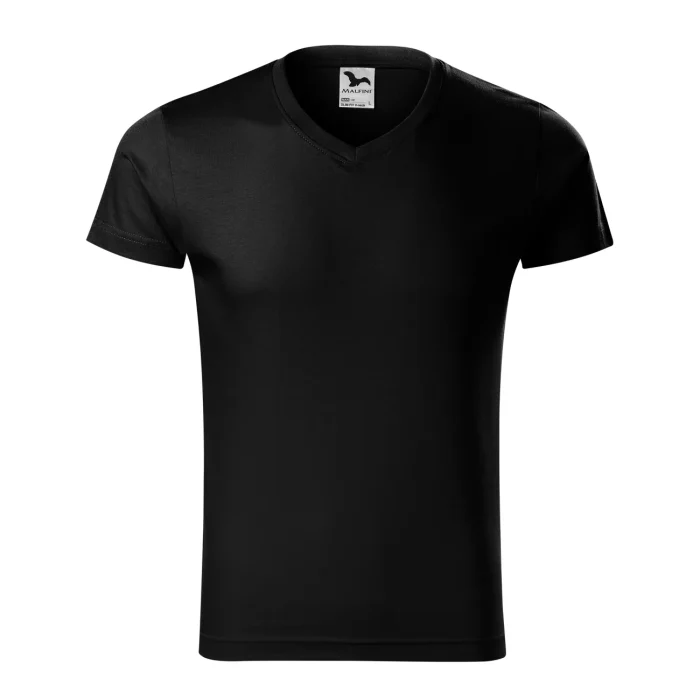 T-shirt męski slim fit V-neck Malfini 146 czarny - obrazek 2