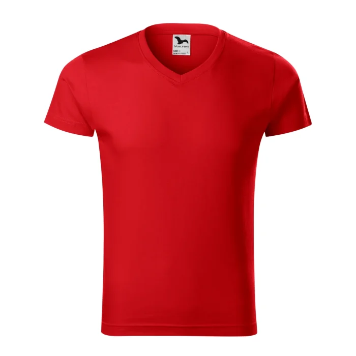 T-shirt męski slim fit V-neck Malfini 146 czerwony - obrazek 2