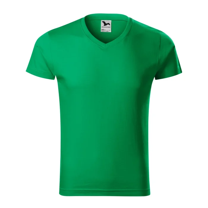 T-shirt męski slim fit V-neck Malfini 146 zieleń trawy - obrazek 2