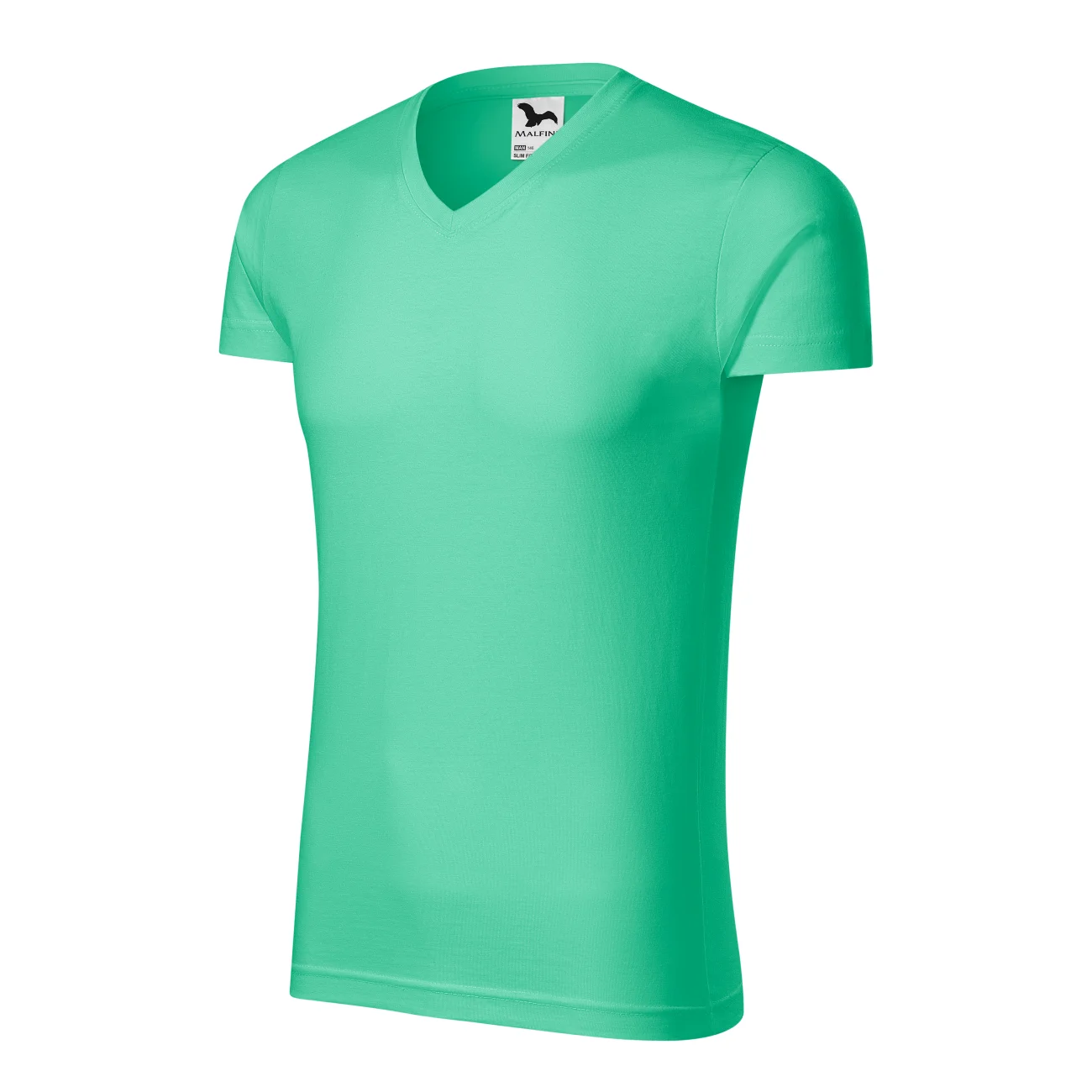 koszulka-t-shirt-bawelna-malfini-146-slim-fit-95-mieowy-3 T-shirt męski slim fit V-neck Malfini 146 miętowy - obrazek 1