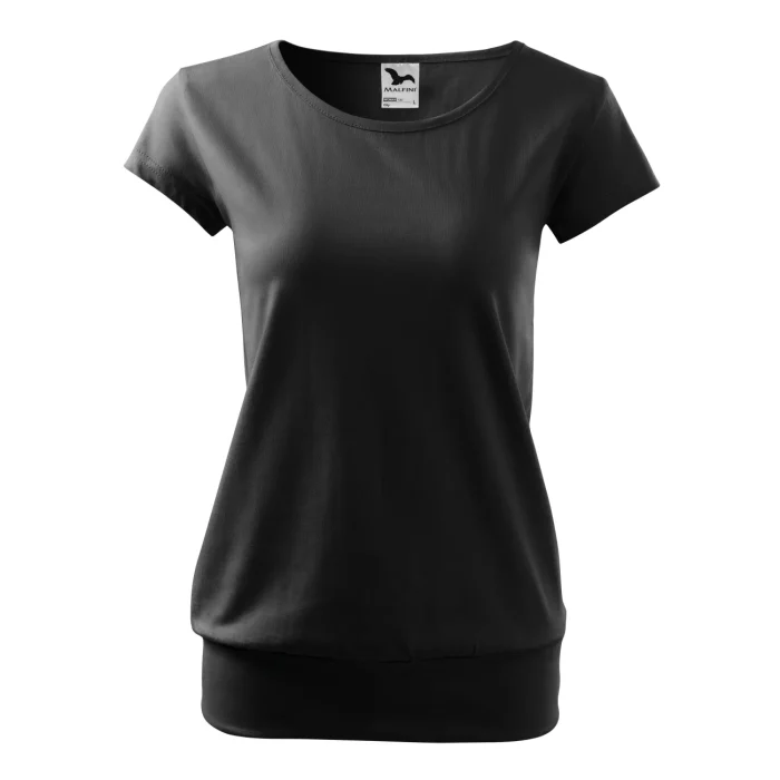 T-shirt damski ze ściągaczem Malfini City120 czarny - obrazek 2