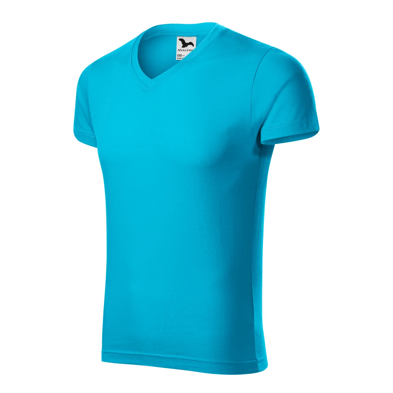 koszulka-t-shirt-city-bawelna-malfini-146-slim-fit-44-turkus-3 T-shirt męski slim fit V-neck Malfini 146 turkusowa - obrazek 1