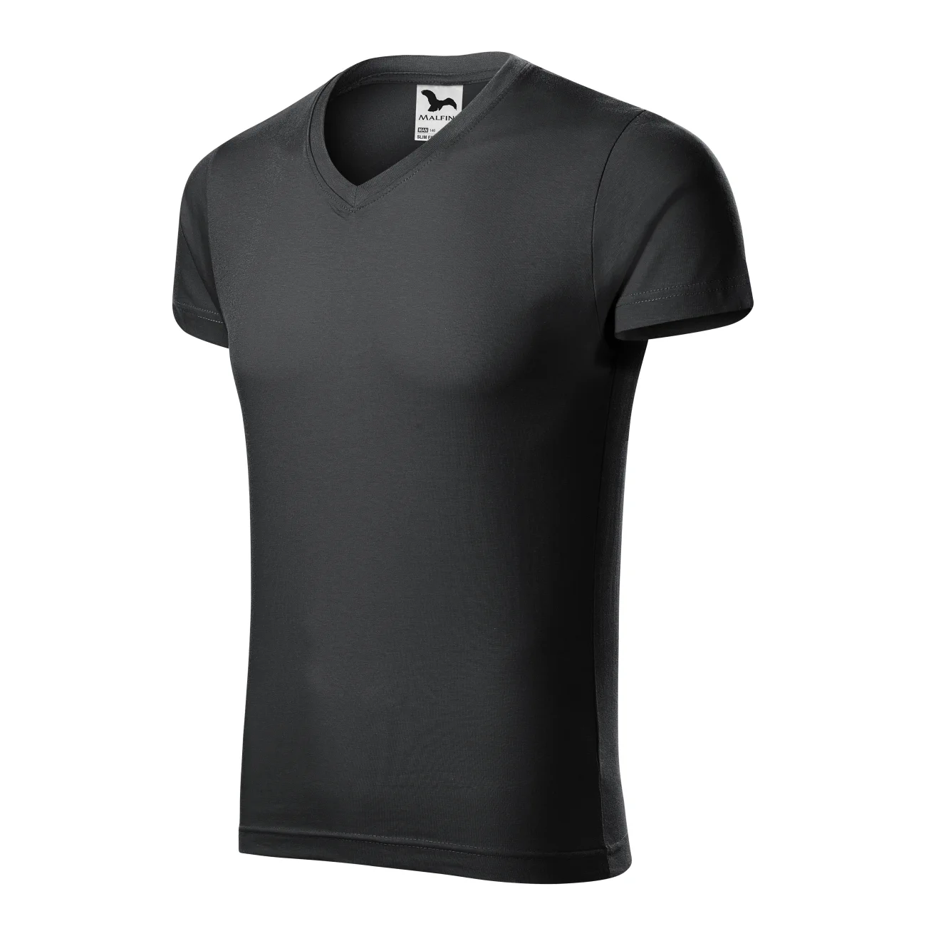 koszulka-t-shirt-city-bawelna-malfini-146-slim-fit-94-ebony-grey-3 T-shirt męski slim fit V-neck Malfini 146 ebony grey - obrazek 1