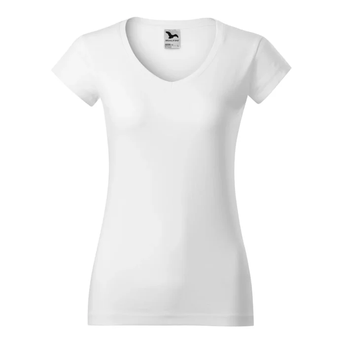 T-shirt damski Malfini Fit V-neck 162 biały - obrazek 2
