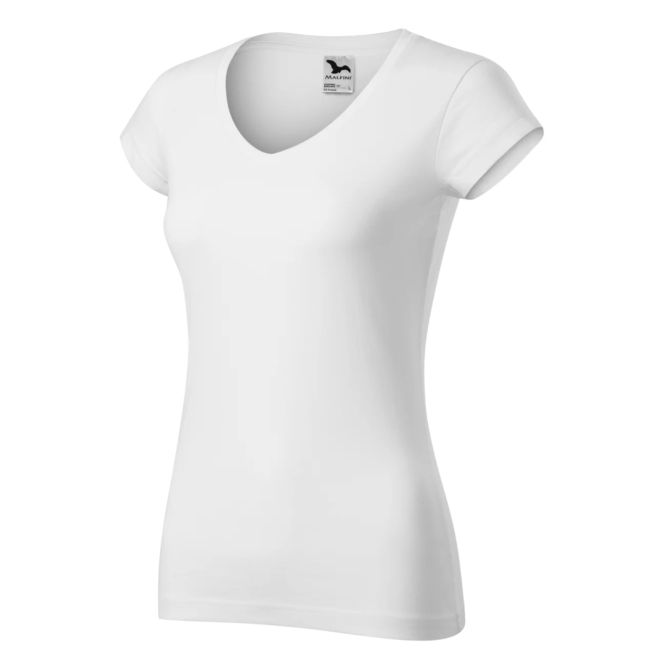 koszulka-t-shirt-fit-v-neck-bawelna-damska-malfini-162-00-bialy-3 T-shirt damski Malfini Fit V-neck 162 biały - obrazek 1