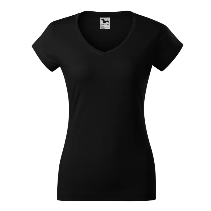 T-shirt damski Malfini Fit V-neck 162 czarny - obrazek 2