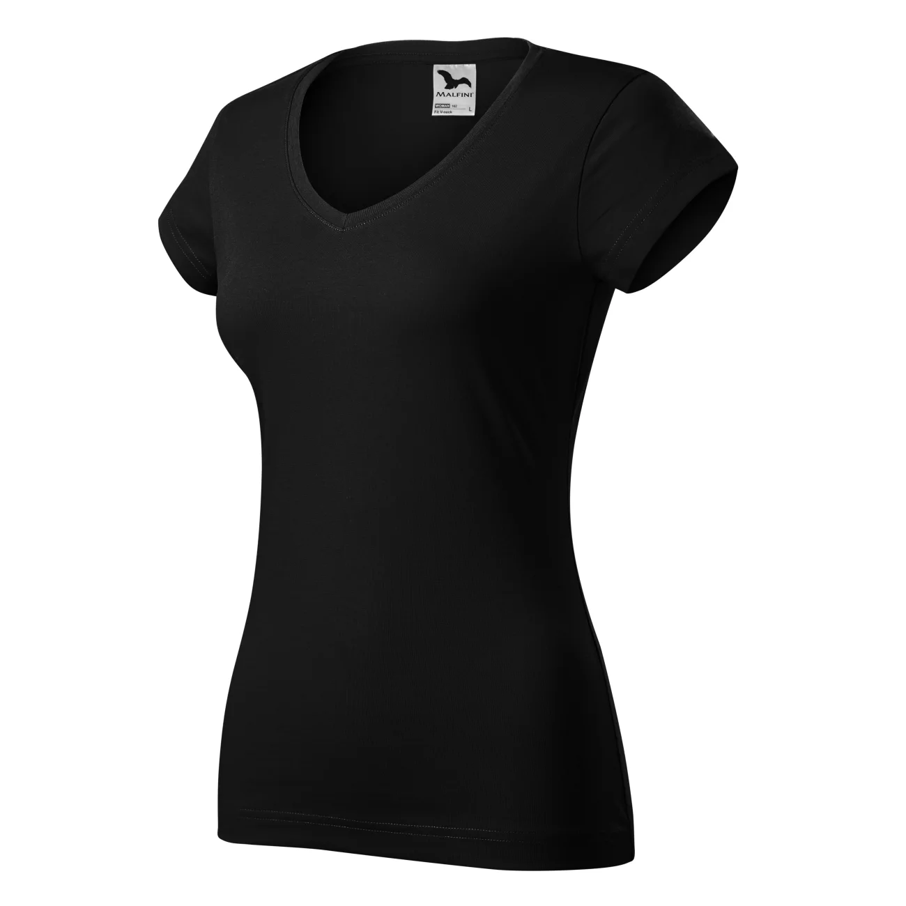 koszulka-t-shirt-fit-v-neck-bawelna-damska-malfini-162-02-czarny-3 T-shirt damski Malfini Fit V-neck 162 czarny - obrazek 1