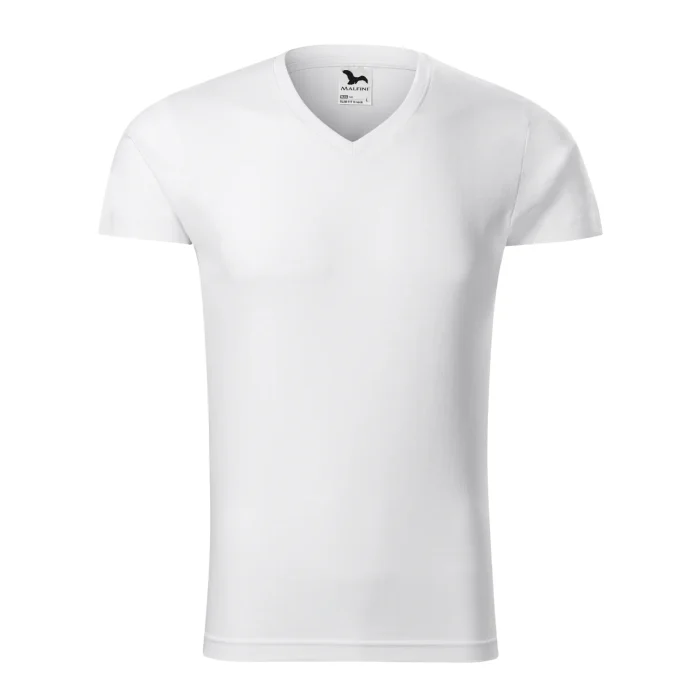 T-shirt męski slim fit V-neck Malfini 146 biały - obrazek 2