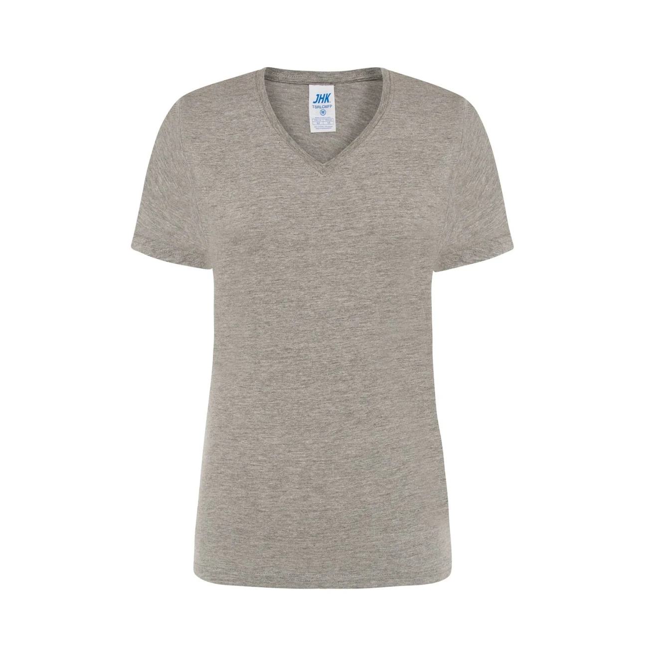 t-shirt-damski-jhk-tsrlcmfp-150 -V-neck-comfort-gm-szary-melanz-1 T-shirt damski JHK TSRLCMFP V-neck szary melanż - obrazek 1