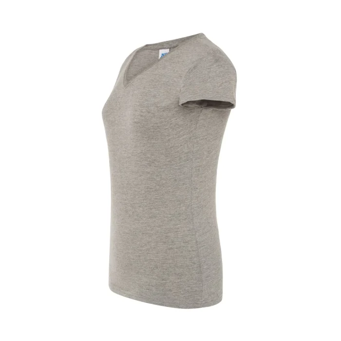 T-shirt damski JHK TSRLCMFP V-neck szary melanż - obrazek 3