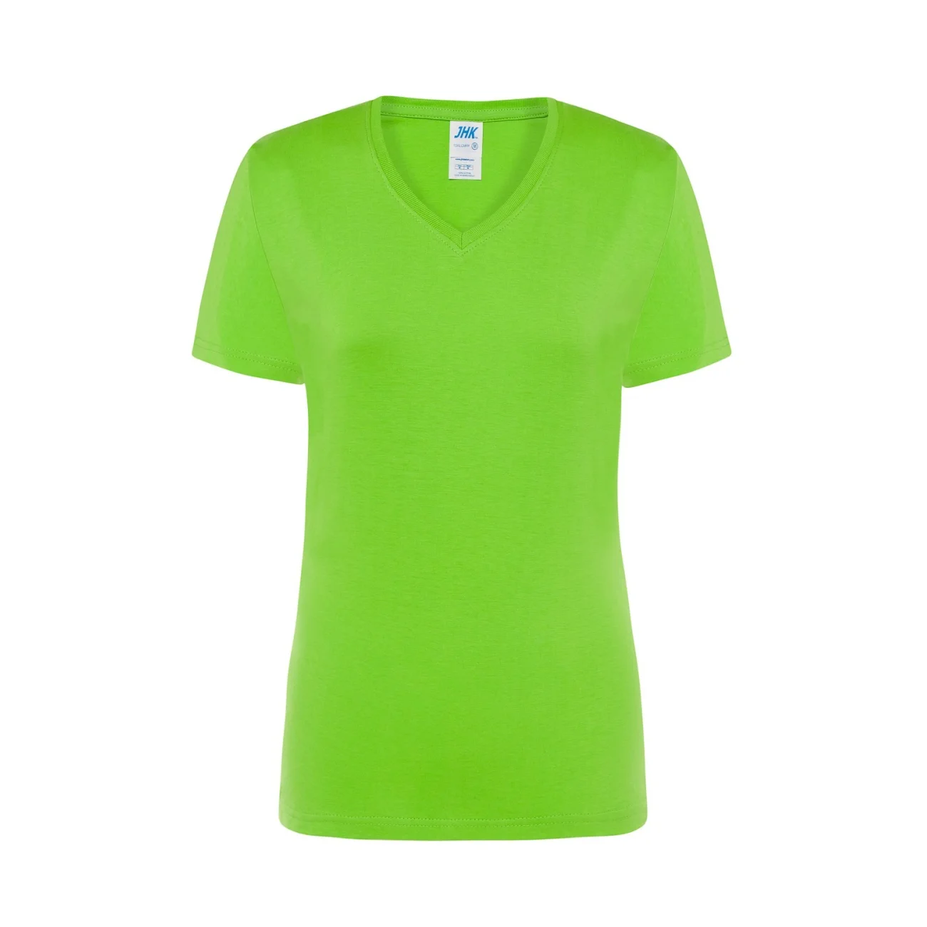 t-shirt-damski-jhk-tsrlcmfp-150 -V-neck-comfort-lm-limonkowa-1 T-shirt damski JHK TSRLCMFP V-neck limonkowy - obrazek 1