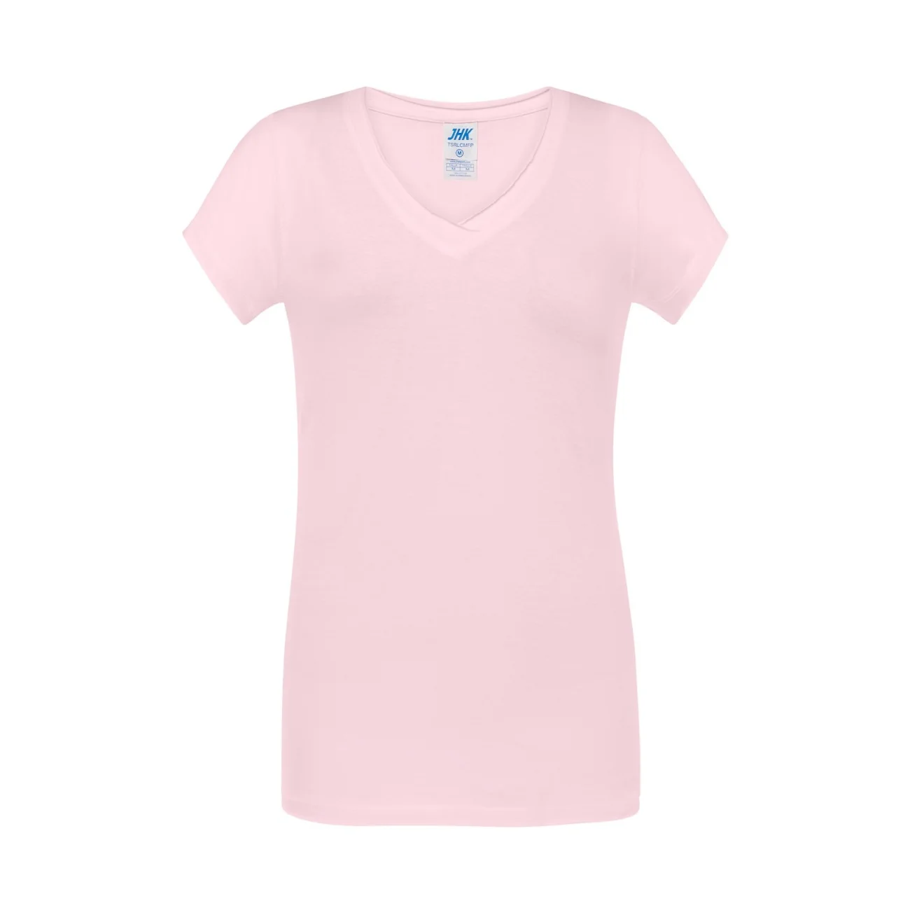 t-shirt-damski-jhk-tsrlcmfp-150 -V-neck-comfort-pk-rozowa-1 T-shirt damski JHK TSRLCMFP V-neck różowy - obrazek 1