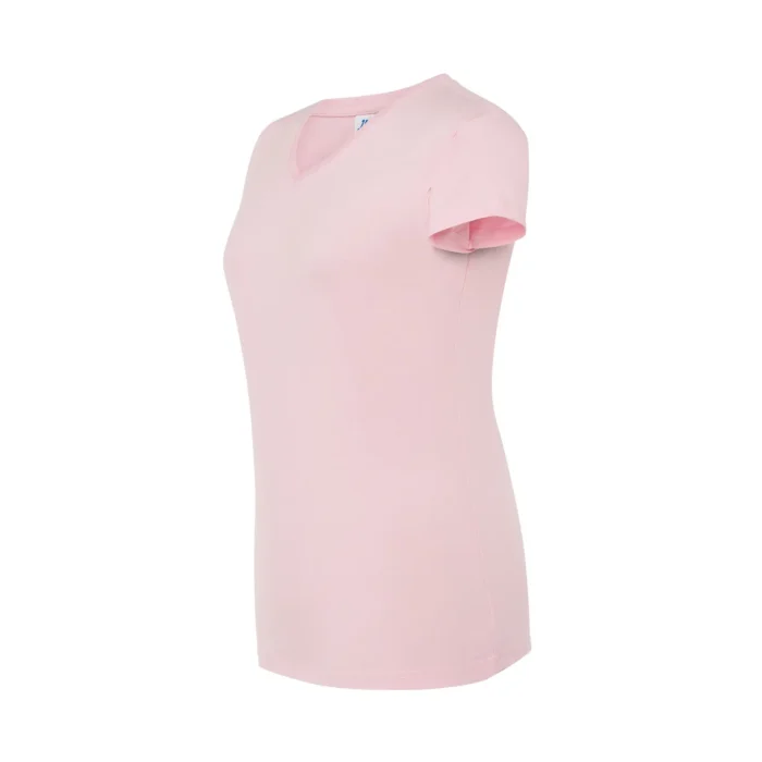 T-shirt damski JHK TSRLCMFP V-neck różowy - obrazek 4