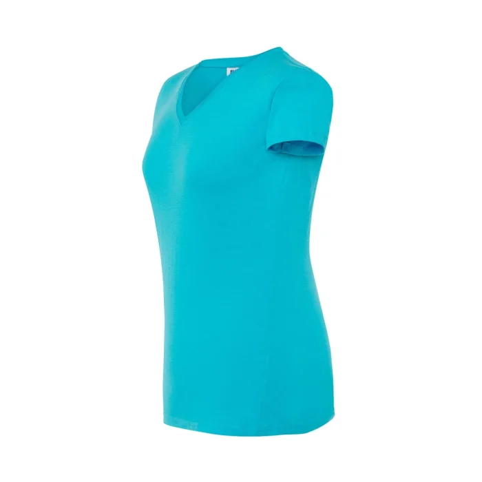 T-shirt damski JHK TSRLCMFP V-neck turkusowy - obrazek 3