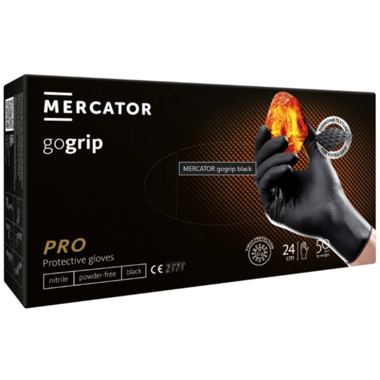 rakawice-gumowe-nitrylowe-mercator-go-grip-czarne-1 Rękawiczki nitrylowe GOGRIP Black - obrazek 1