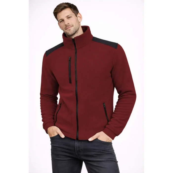 Polar męski JHK FLRA340 Premium burgundowo-czarny - obrazek 2