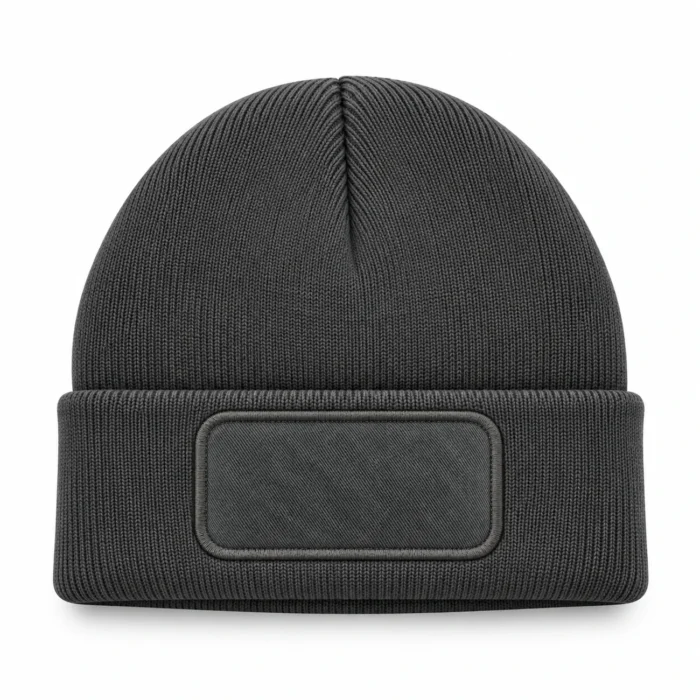 Czapka zimowa URBAN z naszywką do personalizacji ciemnoszara - obrazek 3
