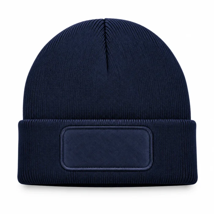 Czapka zimowa URBAN z naszywką do personalizacji granatowa - obrazek 3
