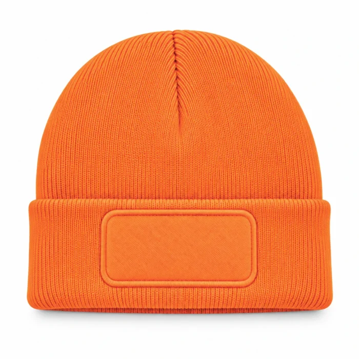 Czapka zimowa URBAN z naszywką do personalizacji pomarańczowa - obrazek 3