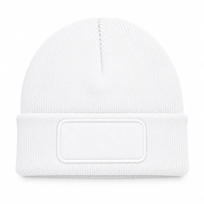 Czapka zimowa URBAN z naszywką do personalizacji biała - obrazek 3