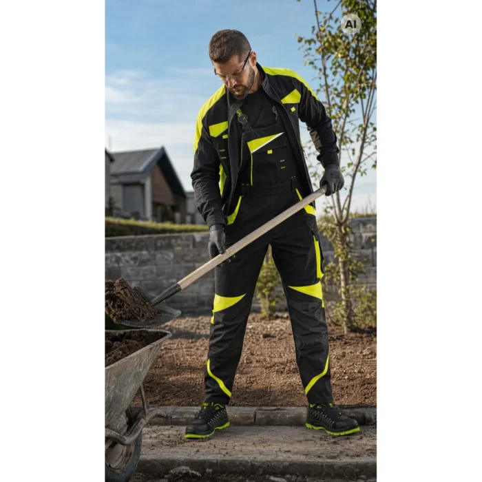 Spodnie ogrodniczki robocze Sara Workwear NEOFLEX czarno-żółte - obrazek 4