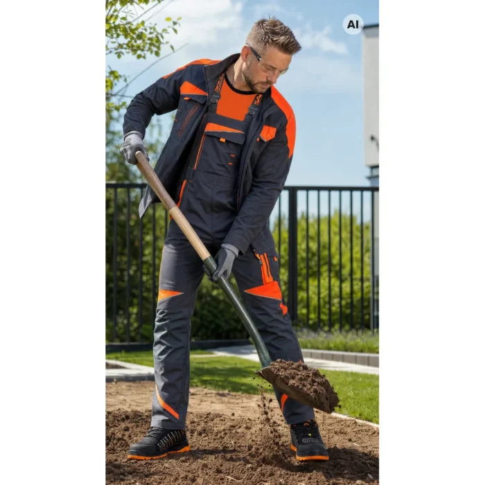 Spodnie ogrodniczki robocze Sara Workwear NEOFLEX czarno-pomarańczowe - obrazek 3