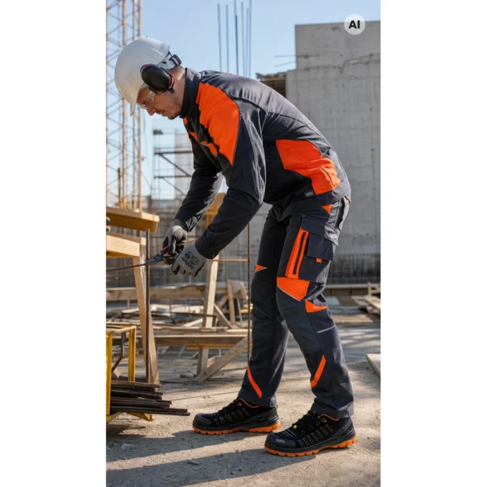 Spodnie do pasa Sara Workwear NEOFLEX czarno-pomarańczowe - obrazek 4