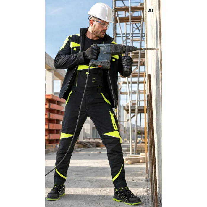 Spodnie ogrodniczki robocze Sara Workwear NEOFLEX czarno-żółte - obrazek 3