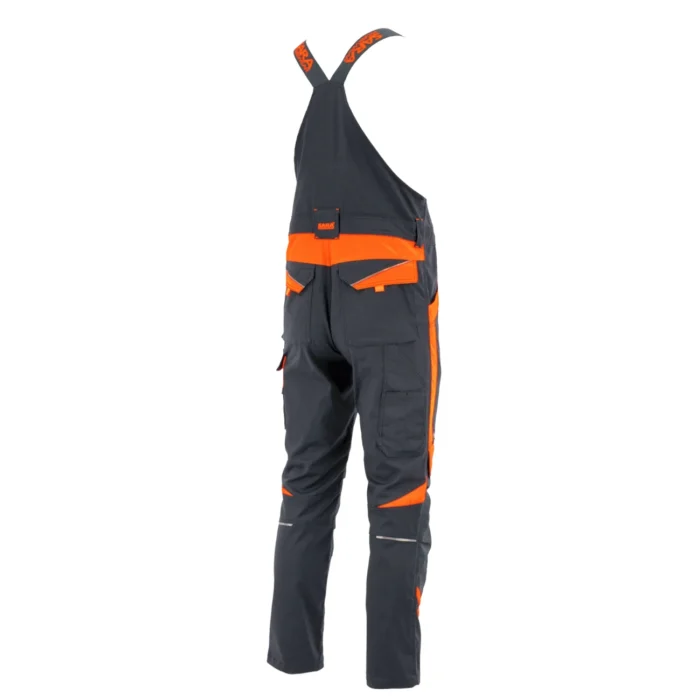 Spodnie ogrodniczki robocze Sara Workwear NEOFLEX czarno-pomarańczowe - obrazek 2